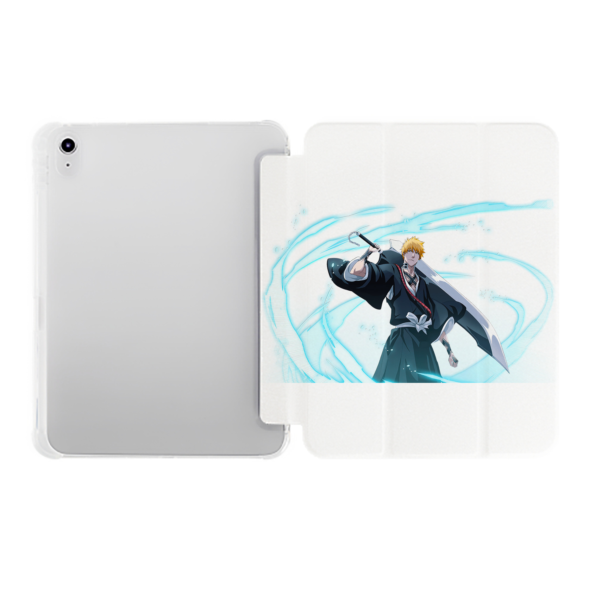 （画像用） ブリーチ 黒崎一護（くろさき いちご）BLEACH Kurosaki Ichigo IPad ケース ペン収納付き 三つ折りスタンド PUレザー×シリコン 対応機種9.5/10.5/10.9インチ